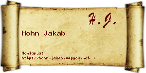 Hohn Jakab névjegykártya